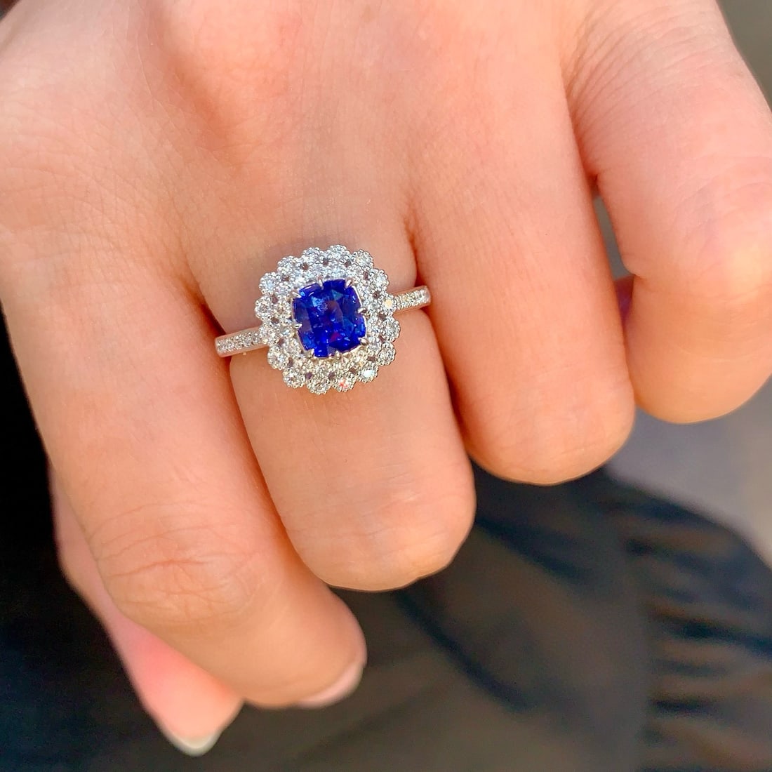 14k Gold 1.37 Ctw Natural Sapphire & Diamond Ring - 5