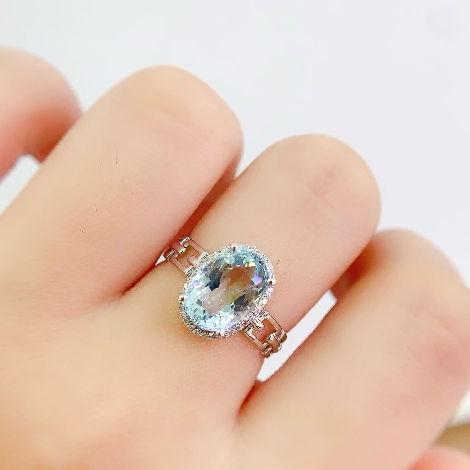 14k Gold 2.62 Ct Natural Aquamarine & Diamond Ring - 5
