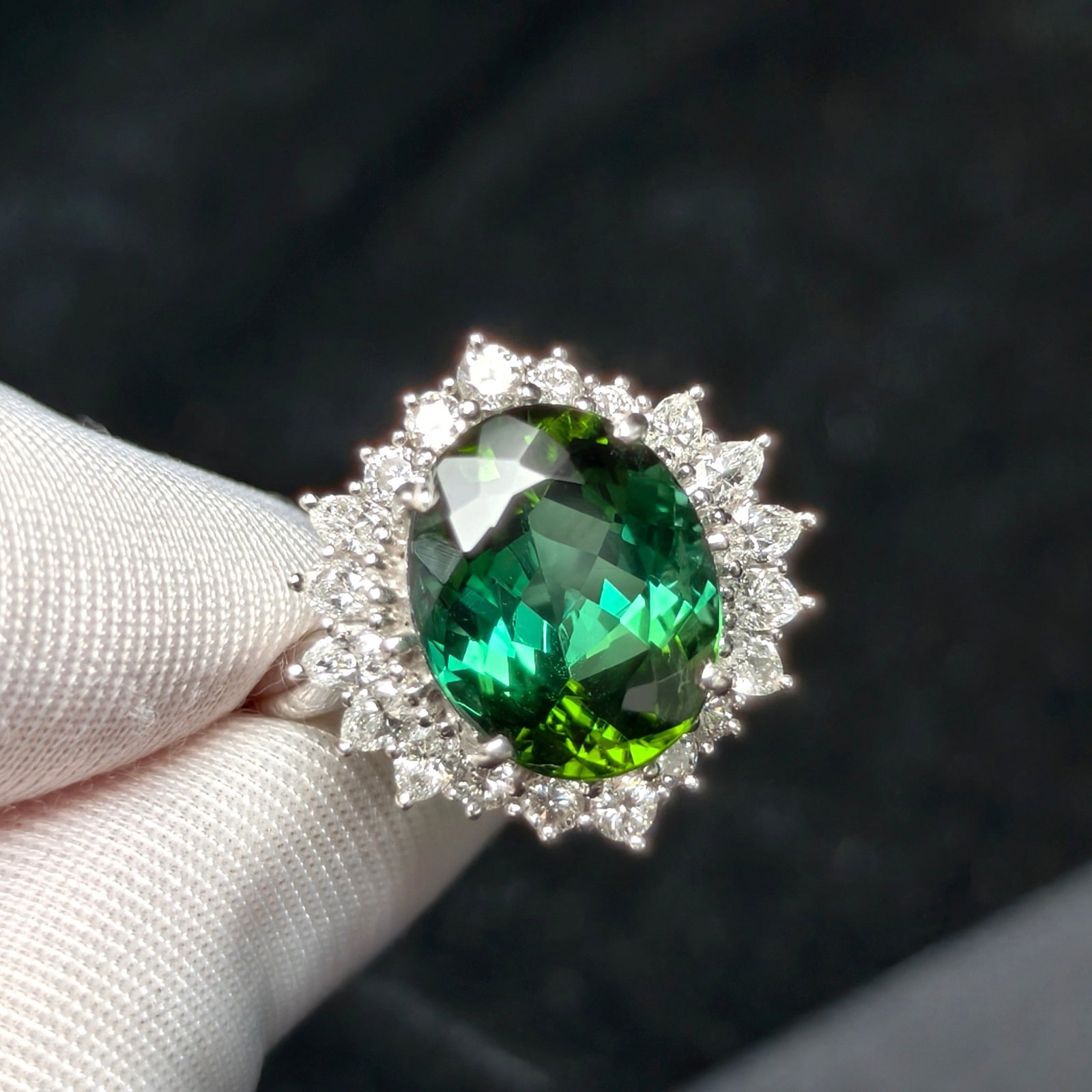 14k Gold 6.84 Ctw Natural Tourmaline & Diamond Ring - 2