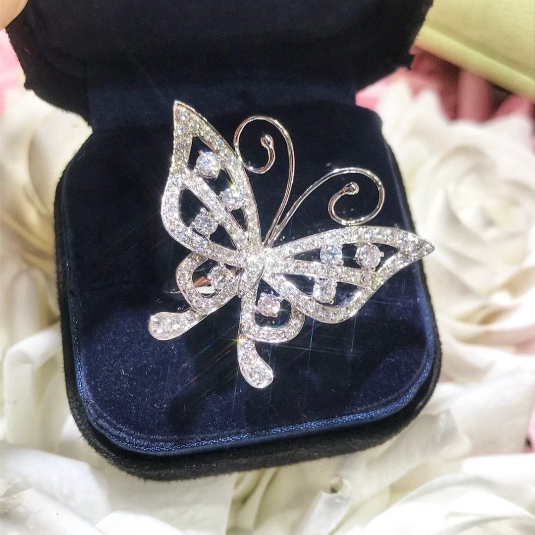 14k Gold 1.65 Ct Natural H Diamond & Butterfly Ring - 5