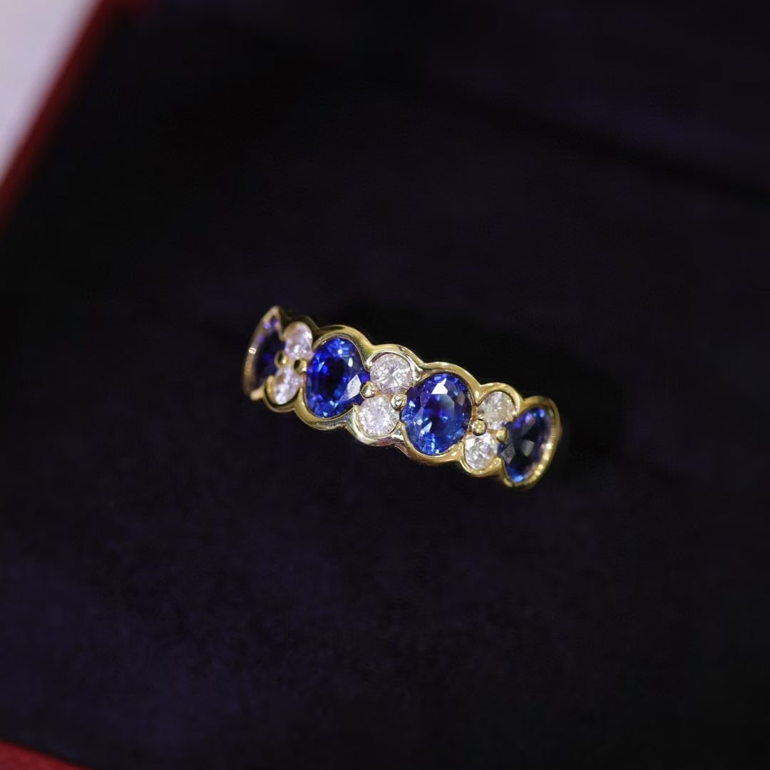 14k Gold 2.17 Ctw Natural Sapphire & Diamond Ring - 4