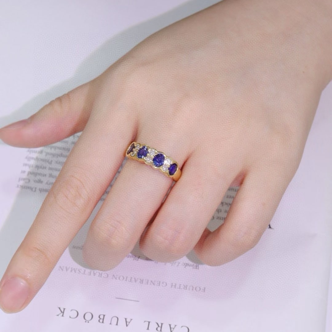 14k Gold 2.17 Ctw Natural Sapphire & Diamond Ring - 5