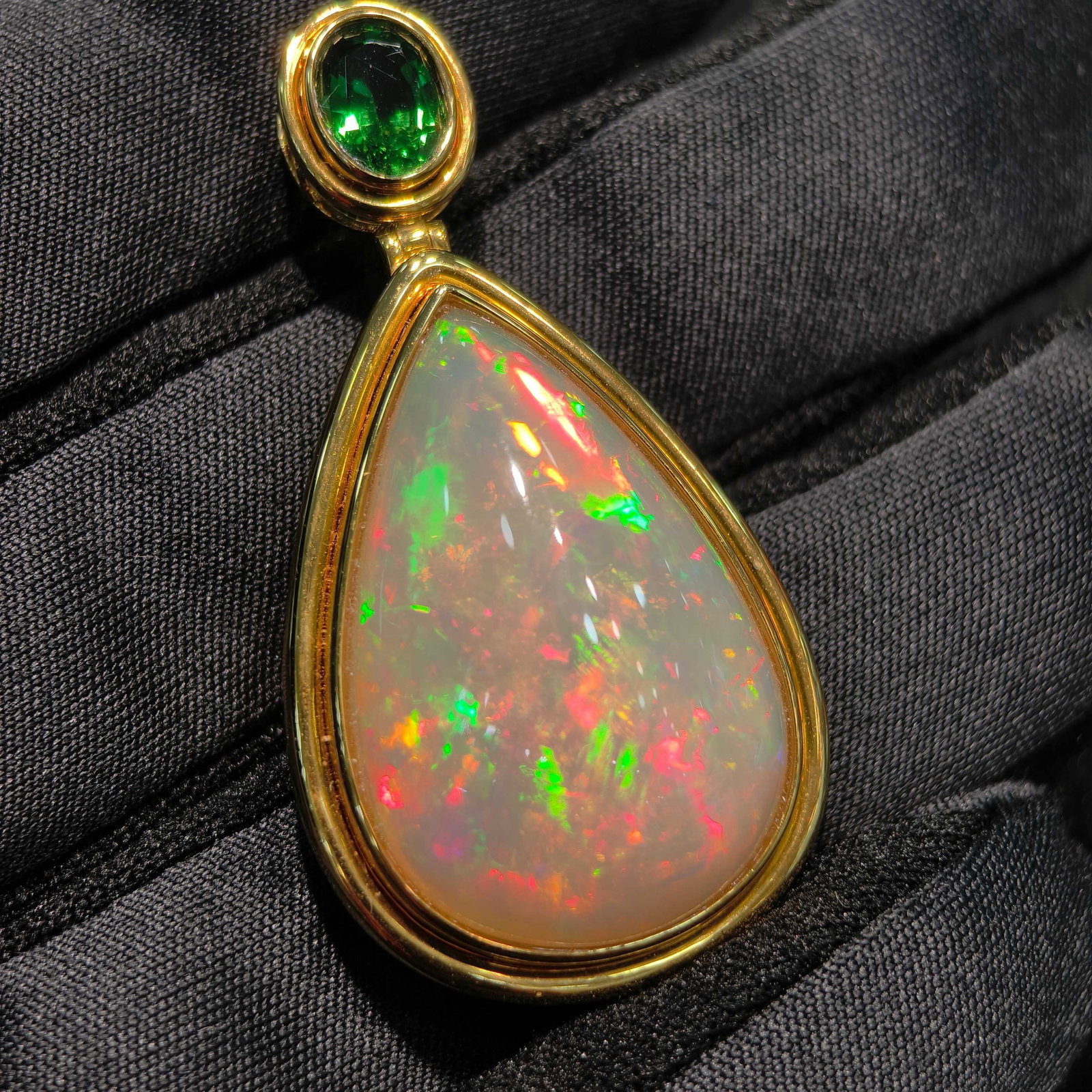 14k Gold 21.55 Ctw Natural Opal & Tourmaline Pendant( Without Chain ) - 3