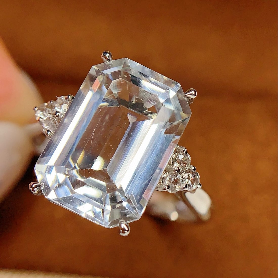 14k Gold 6.2 Ct Natural Aquamarine & Sapphire Ring - 2