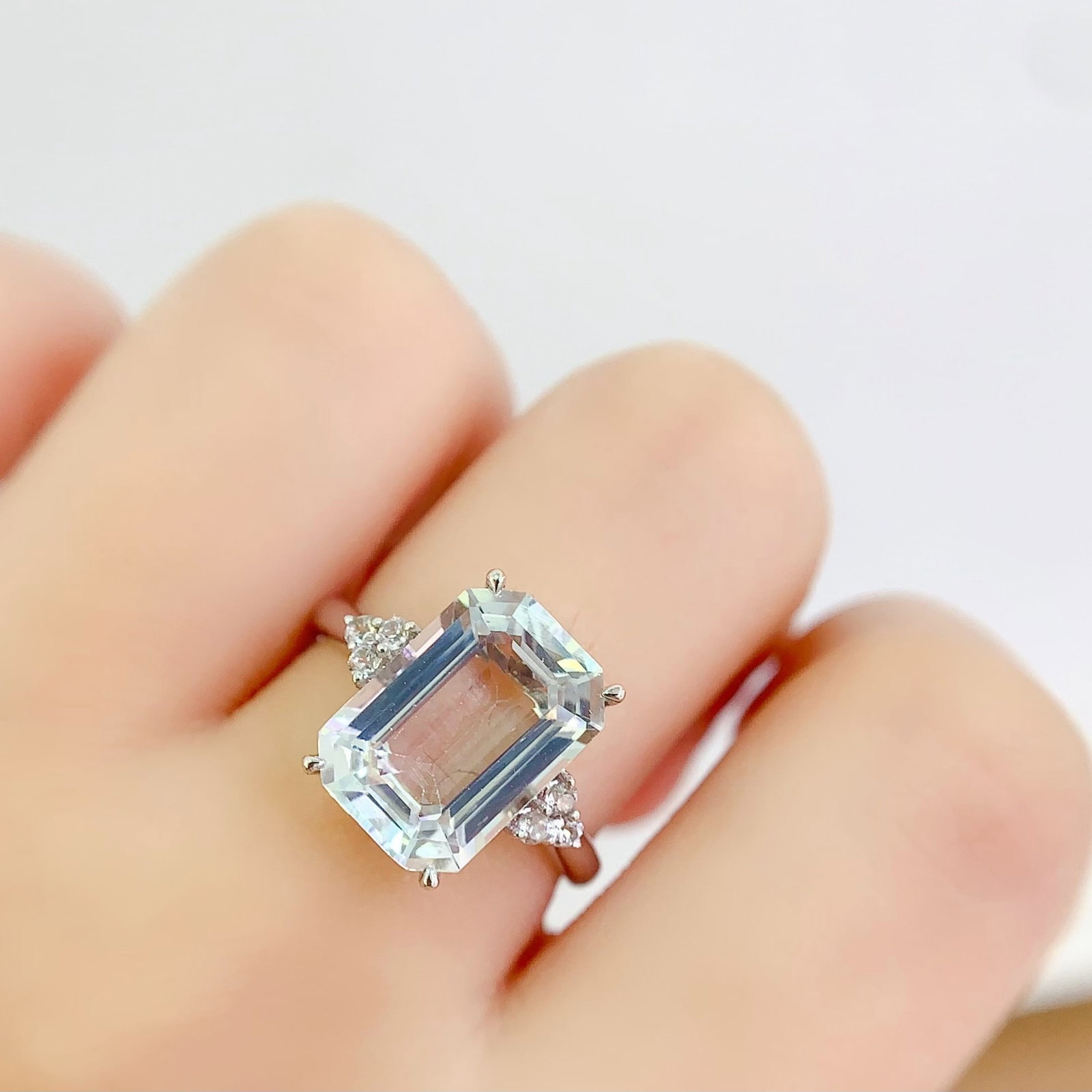 14k Gold 6.2 Ct Natural Aquamarine & Sapphire Ring - 3