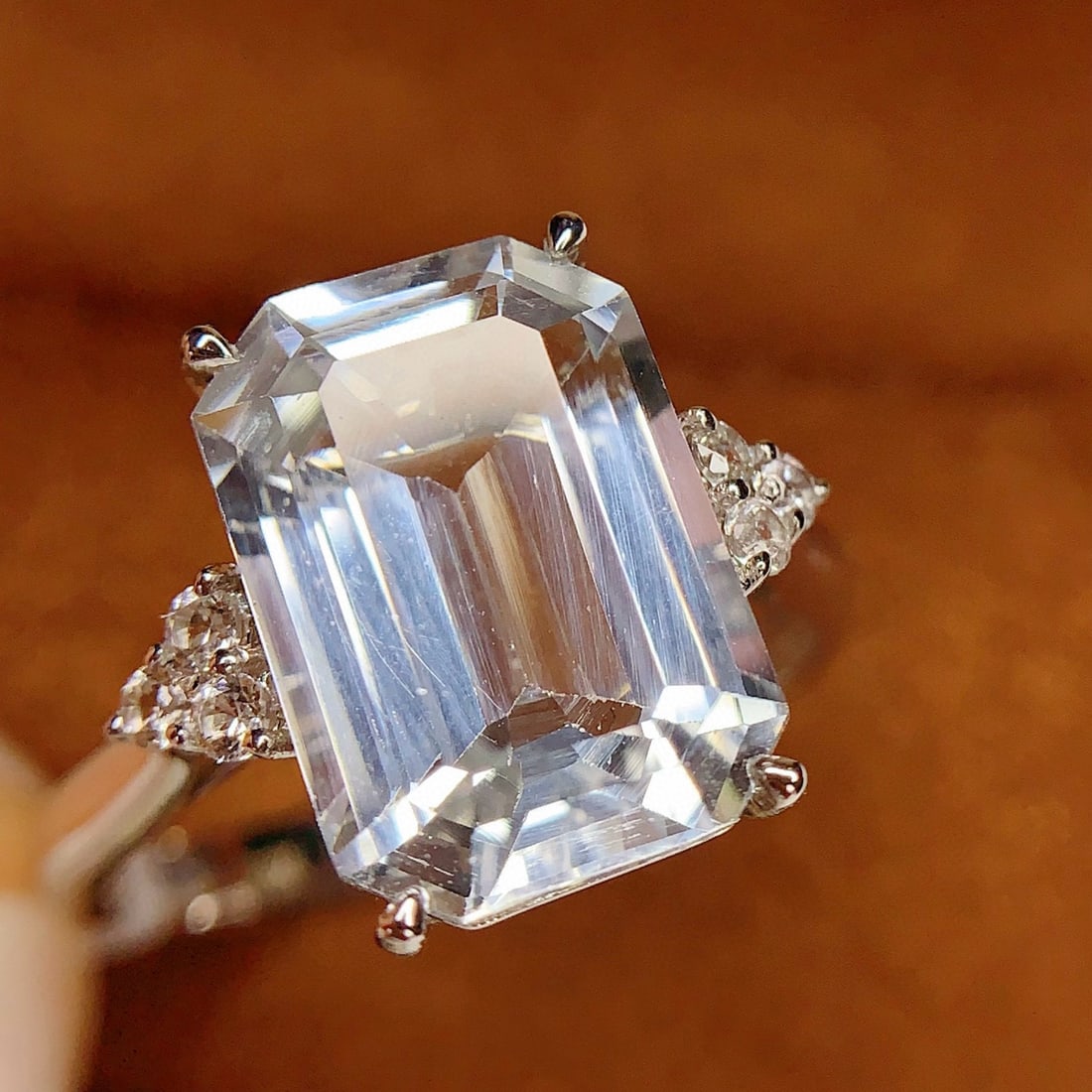 14k Gold 6.2 Ct Natural Aquamarine & Sapphire Ring - 5