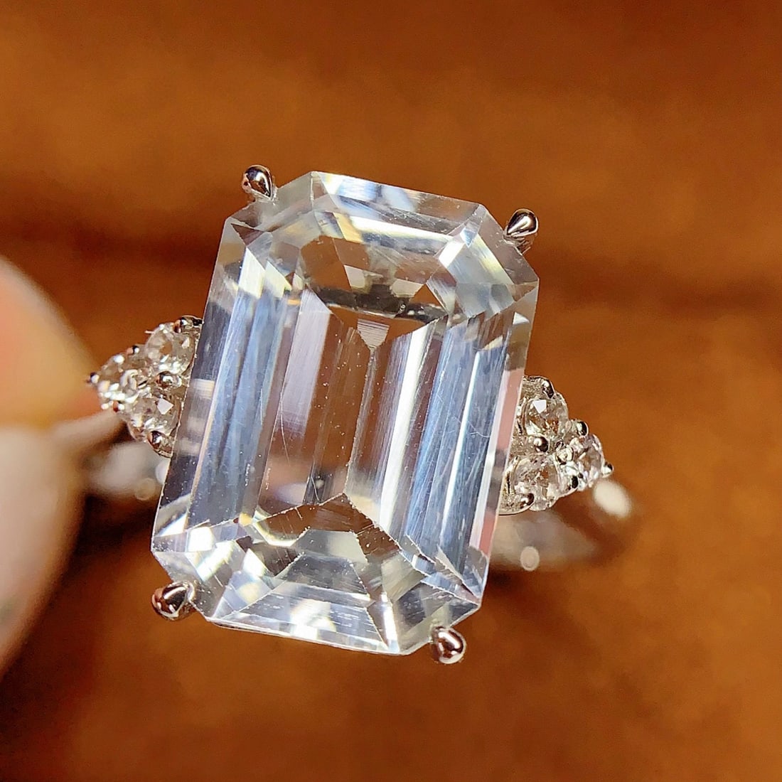 14k Gold 6.2 Ct Natural Aquamarine & Sapphire Ring - 6