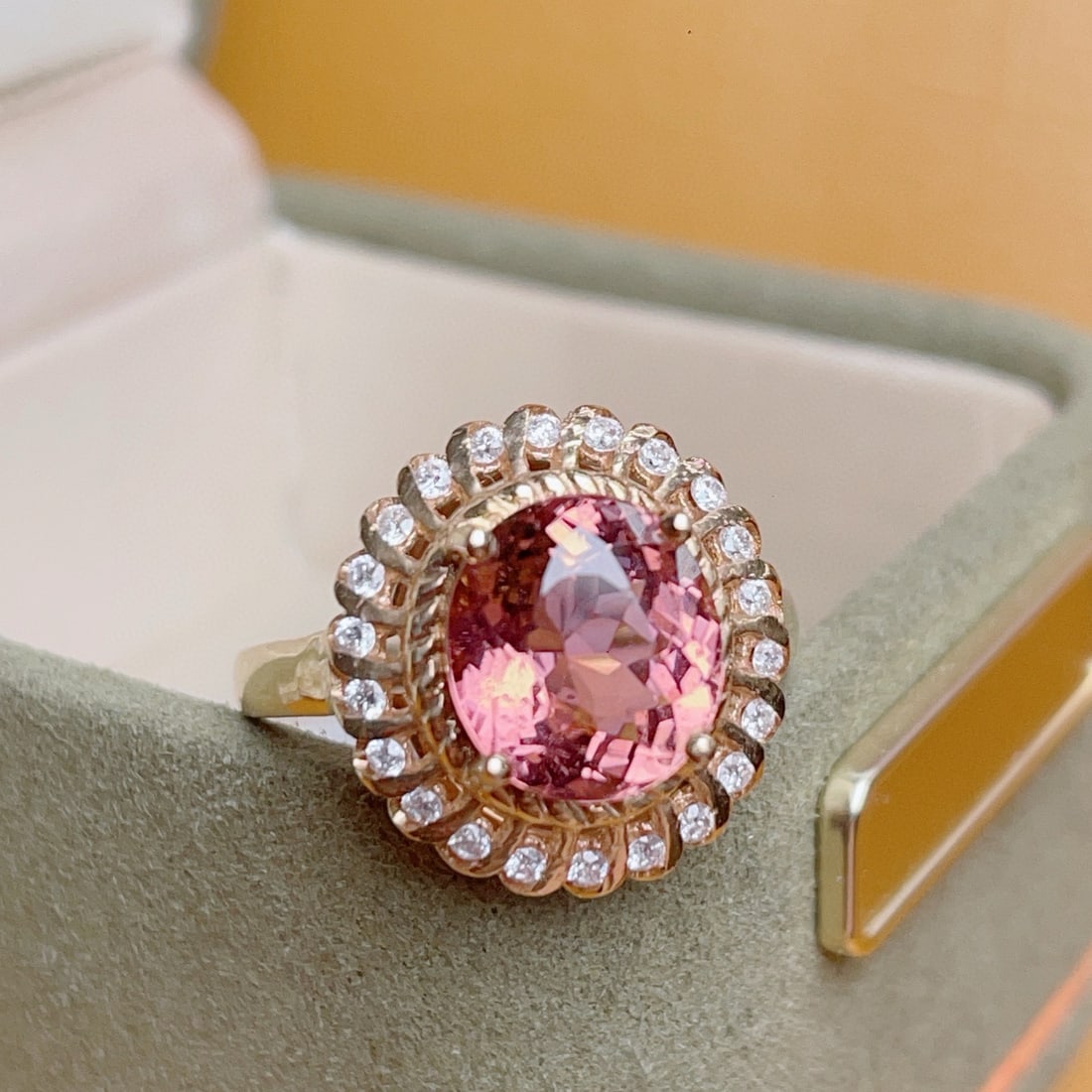 14k Gold 3.2 Ct Natural Tourmaline & Diamond Ring - 2