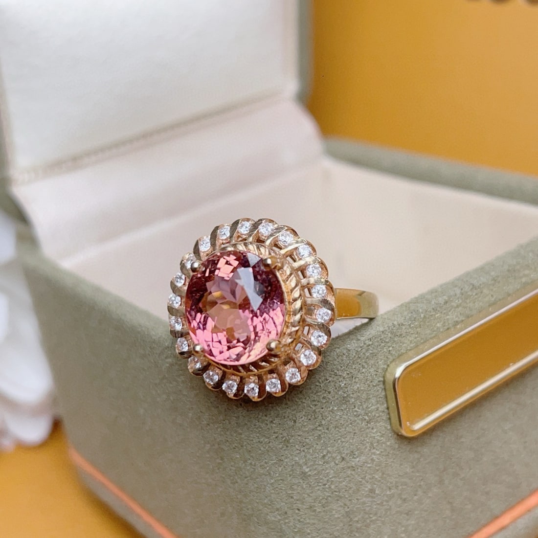 14k Gold 3.2 Ct Natural Tourmaline & Diamond Ring - 3