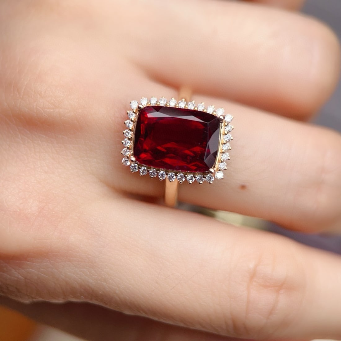 14k Gold 5.97 Ctw Natural Tourmaline & Diamond Ring - 5
