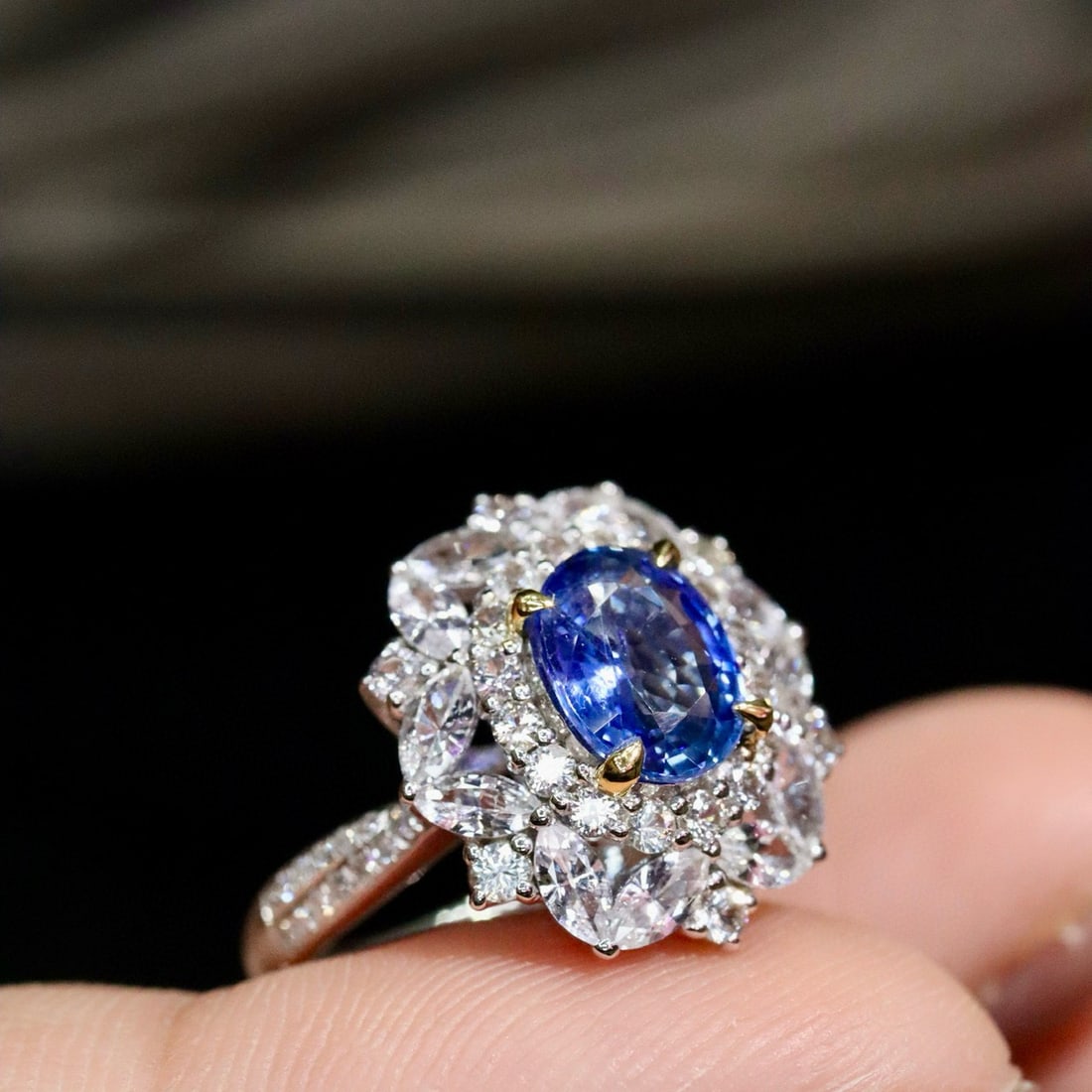 14k Gold 1.58 Ctw Natural Sapphire & Diamond Ring - 2