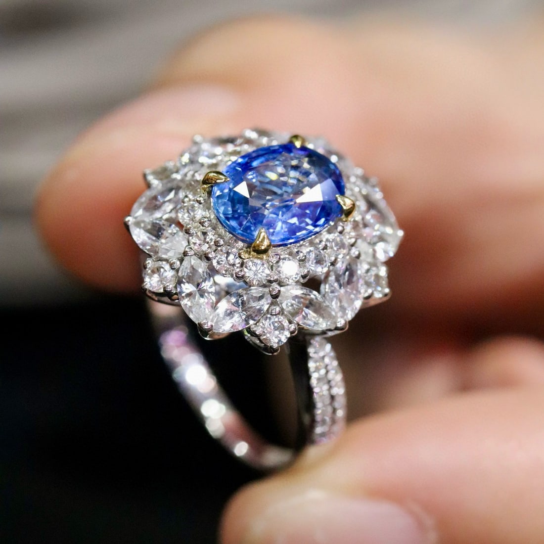 14k Gold 1.58 Ctw Natural Sapphire & Diamond Ring - 3