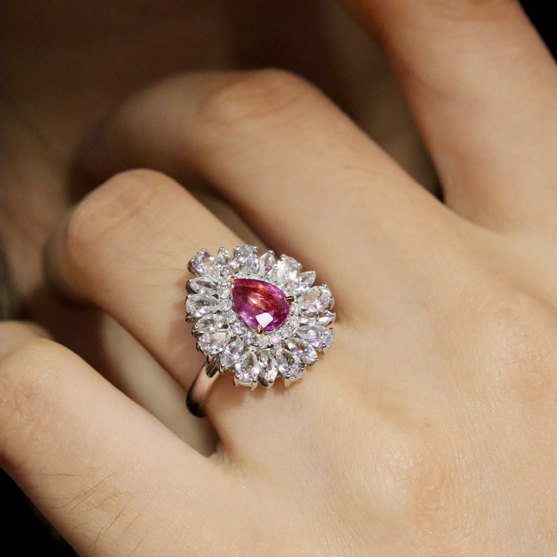 14k Gold 1.20 Ctw Natural Padparadscha Sapphire & Diamond Ring - 5