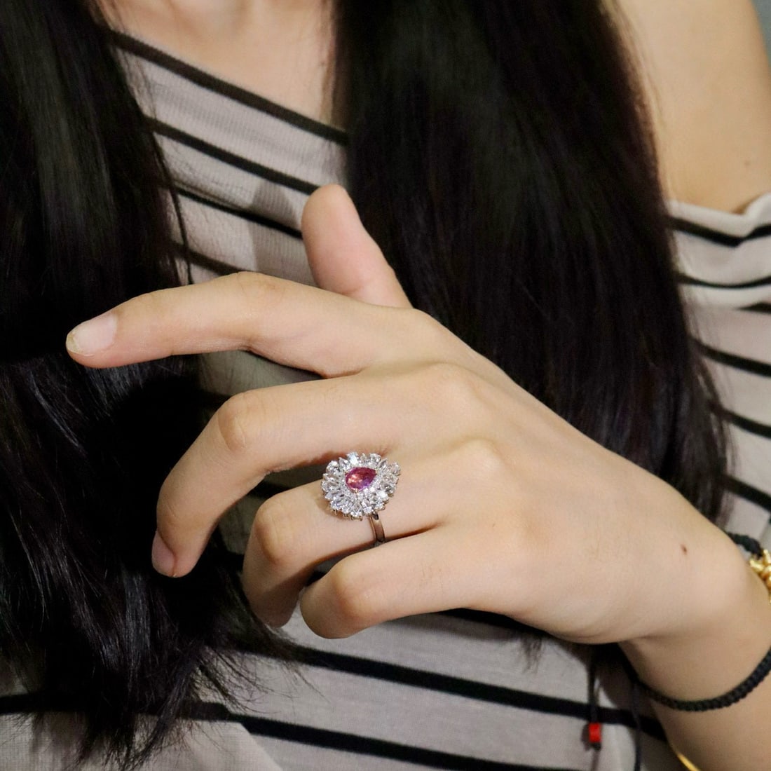 14k Gold 1.20 Ctw Natural Padparadscha Sapphire & Diamond Ring - 6