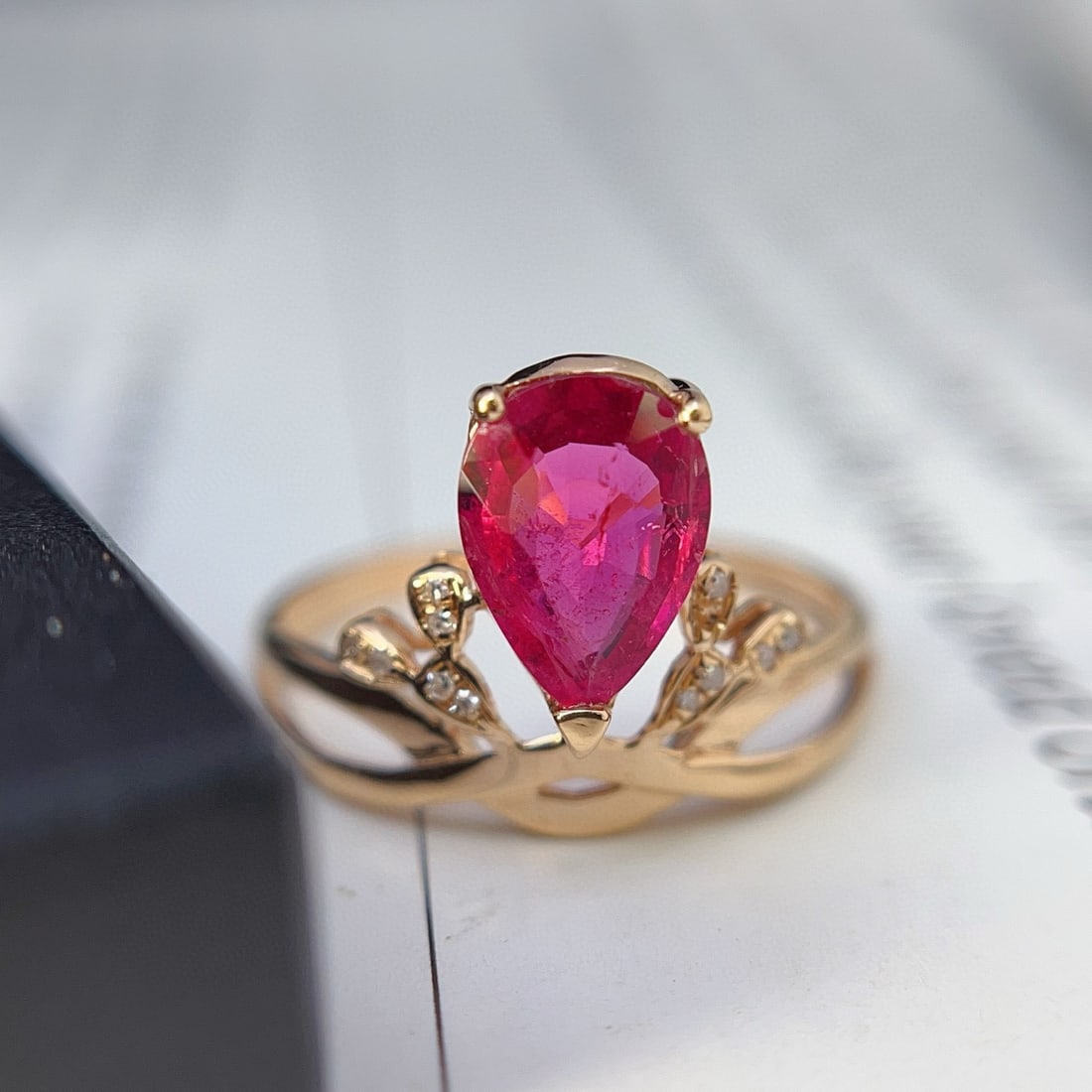 14k Gold 1.20 Ct Natural Tourmaline & Diamond Ring - 3