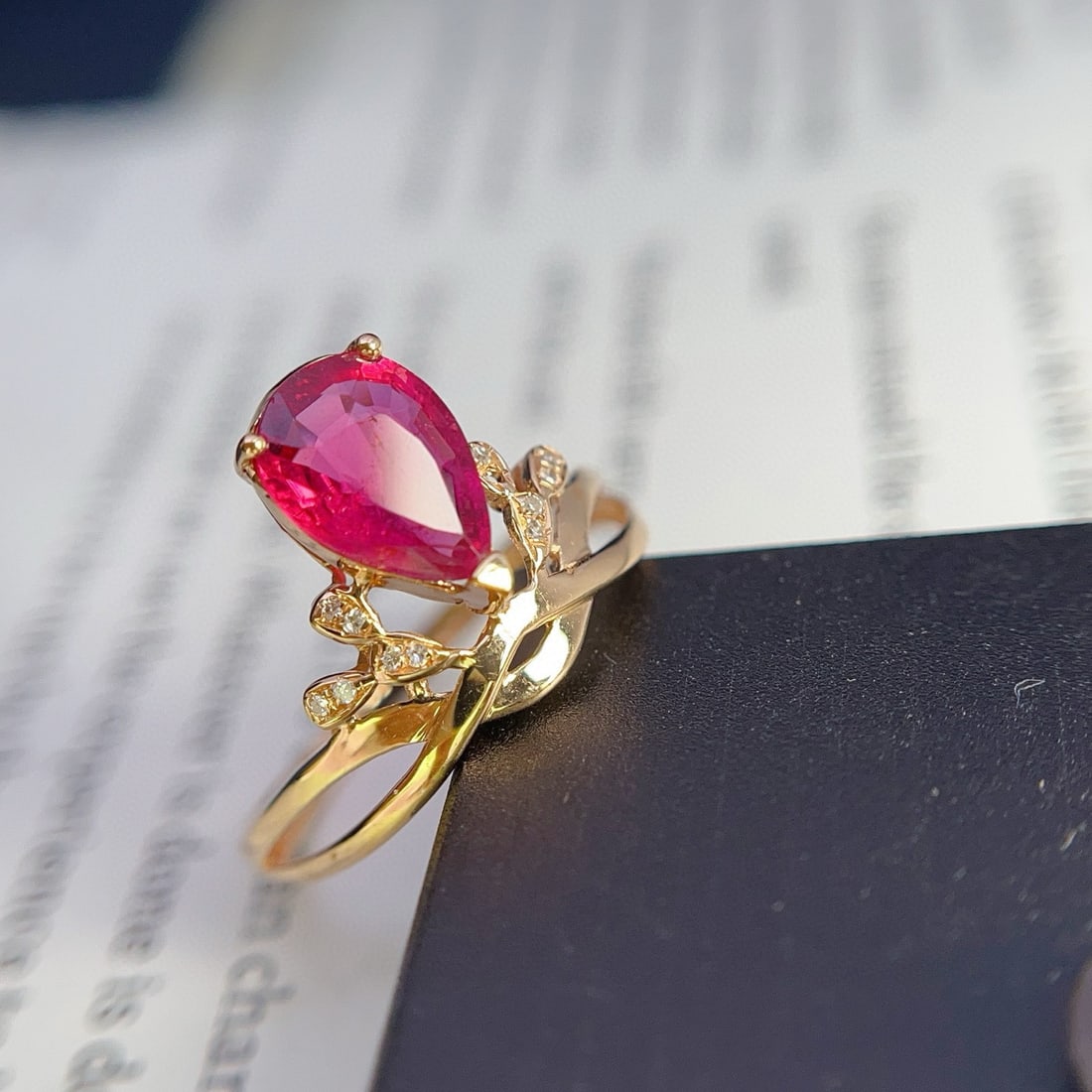 14k Gold 1.20 Ct Natural Tourmaline & Diamond Ring - 5