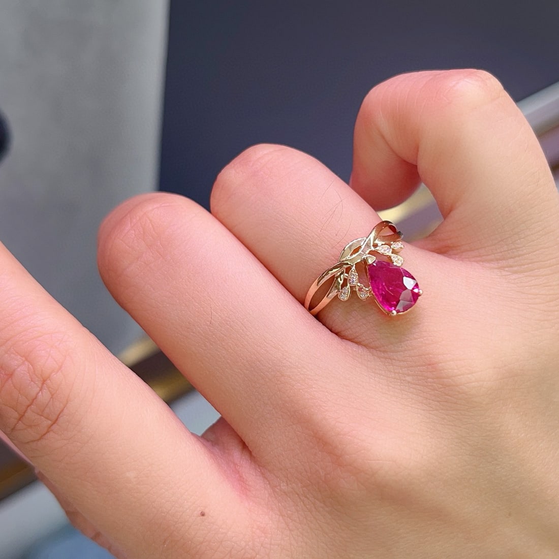 14k Gold 1.20 Ct Natural Tourmaline & Diamond Ring - 6