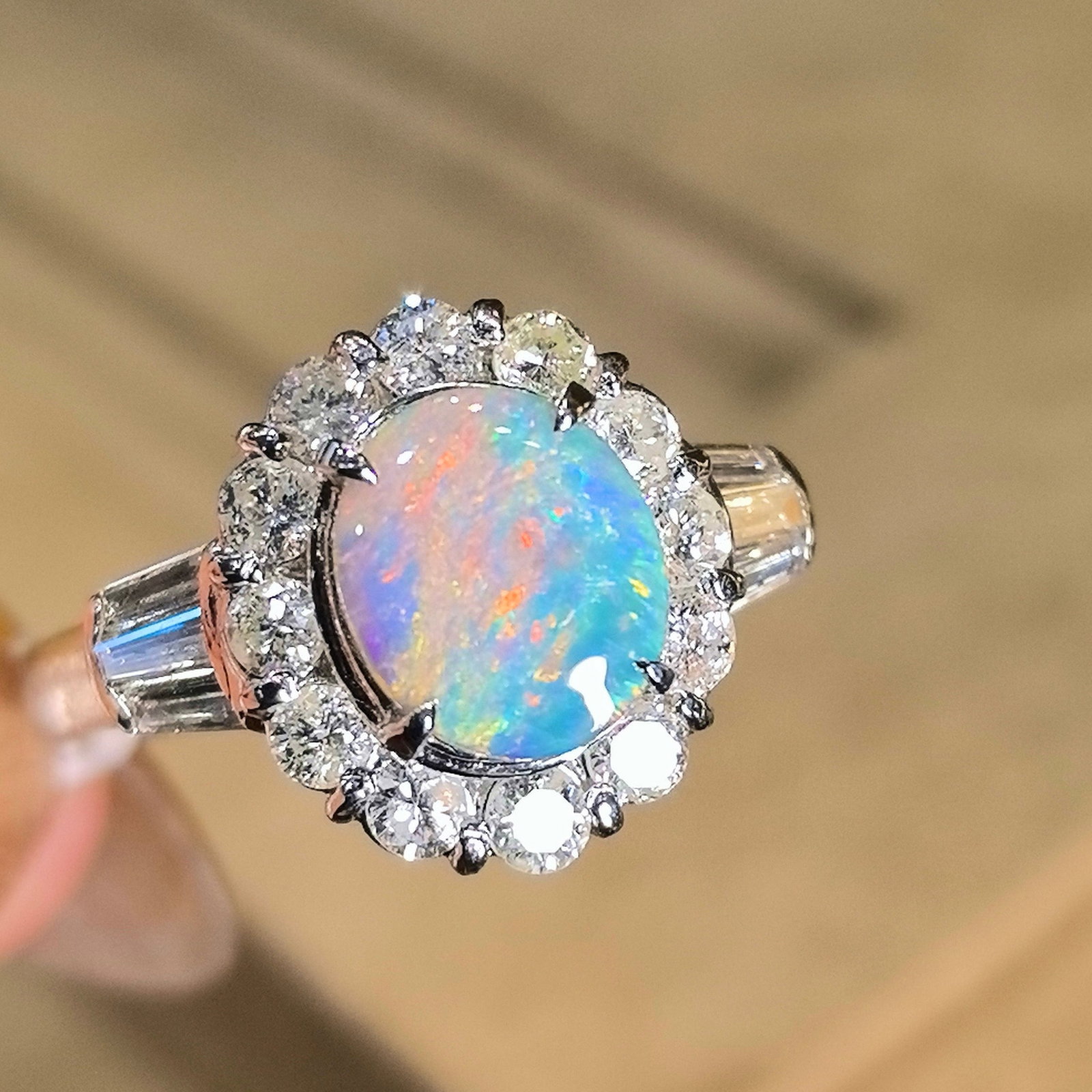 14k Gold 2.01 Ctw Natural Opal & Diamond Ring - 3