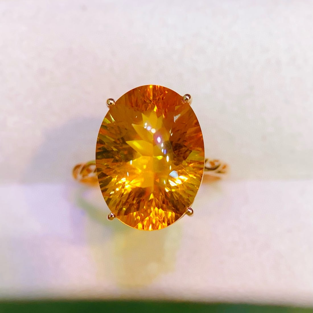 14k Gold 9.35 Ct Natural Citrine Ring: Ref:231038367 // gold content:14k gold // ring size:7. 25us // // main gemstone:citrine // shape:oval // carat weight:9. 35ct // color:yellow // treatment:natural // Condition: New Low Estimate: