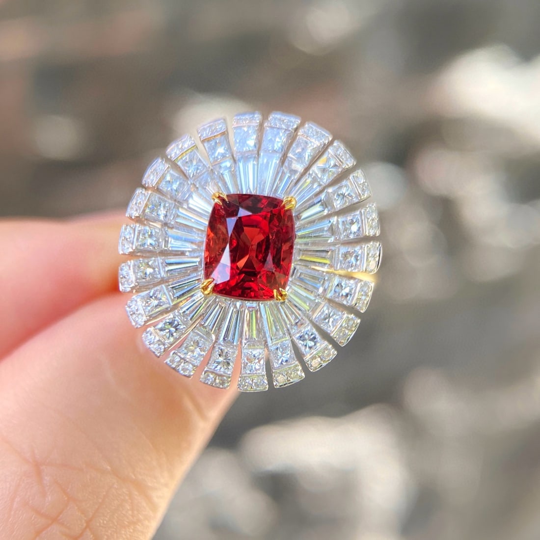 14k Gold 3.58 Ctw Natural Spinel & Diamond Ring - 2