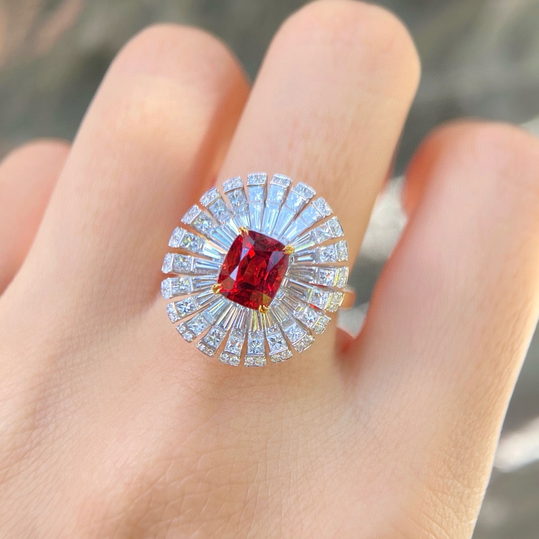 14k Gold 3.58 Ctw Natural Spinel & Diamond Ring - 4