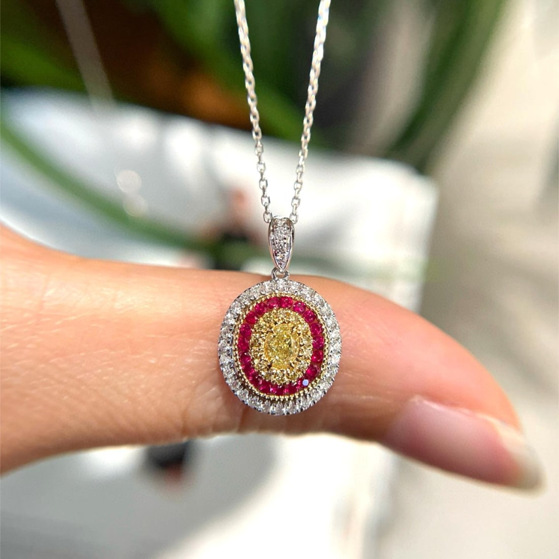 14k Gold 0.65 Ctw Natural Color Diamond Pendant( Without Chain ) - 2