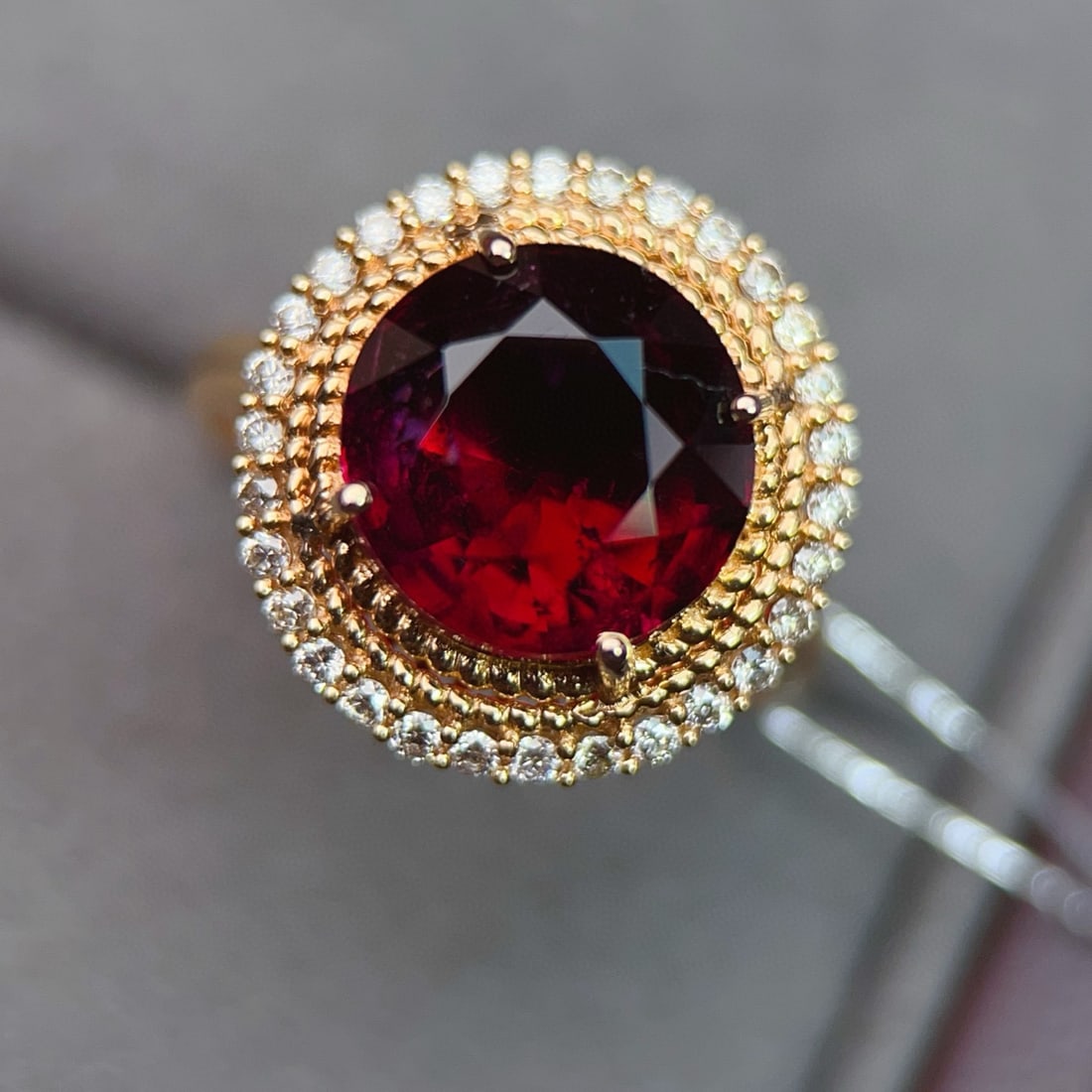 14k Gold 5.1 Ct Natural Tourmaline & Diamond Ring - 2