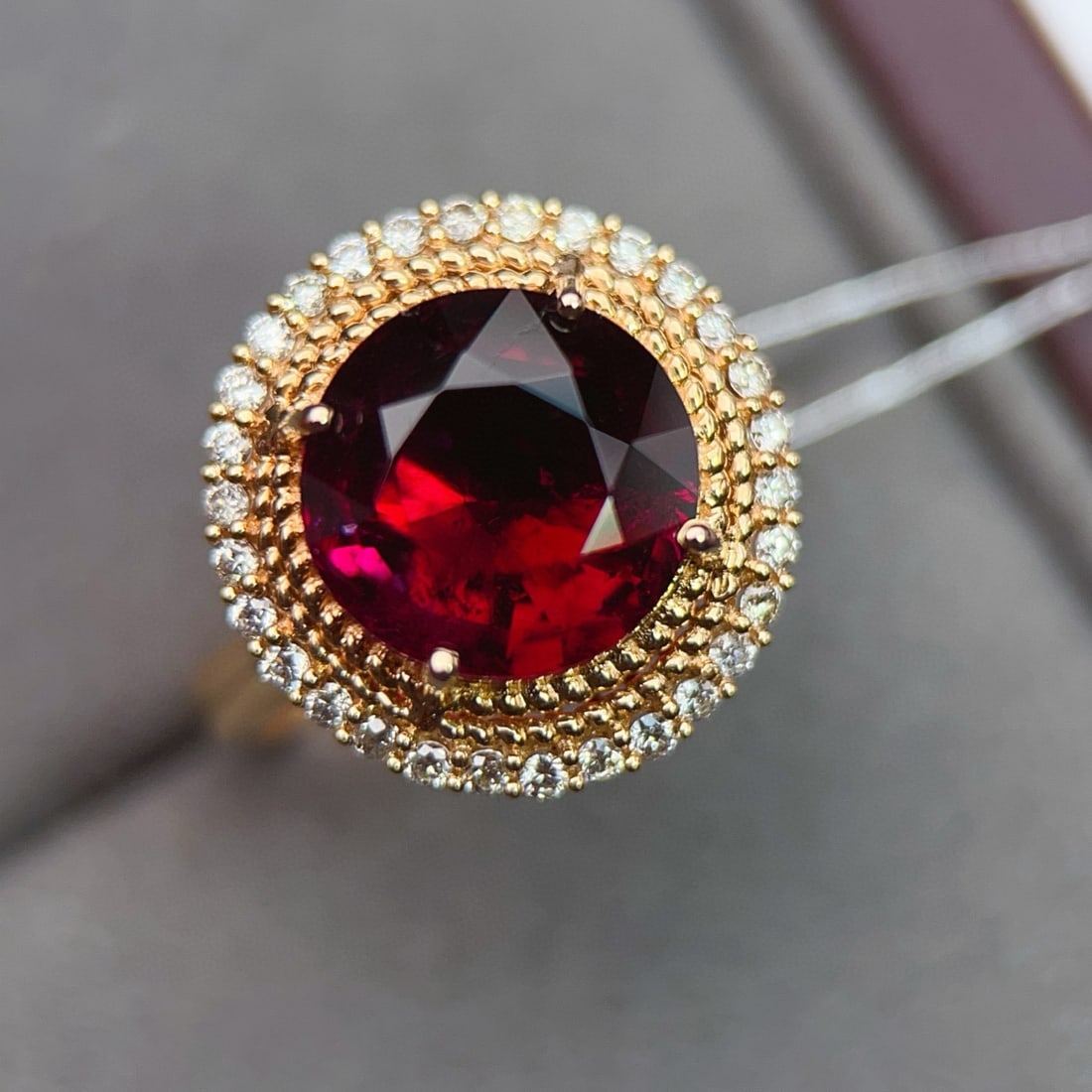 14k Gold 5.1 Ct Natural Tourmaline & Diamond Ring - 6