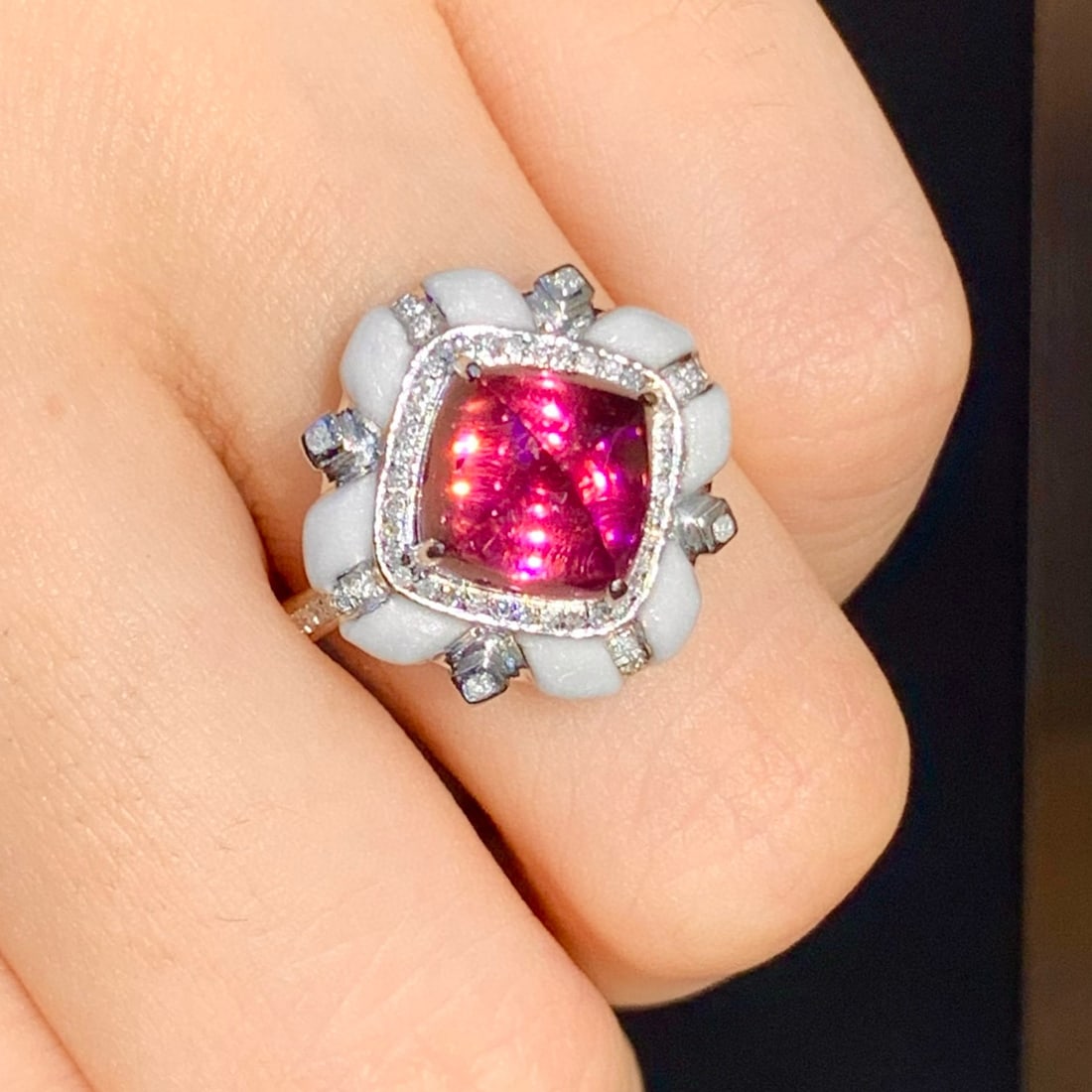 14k Gold 3.5 Ct Natural Tourmaline & Diamond Ring - 5