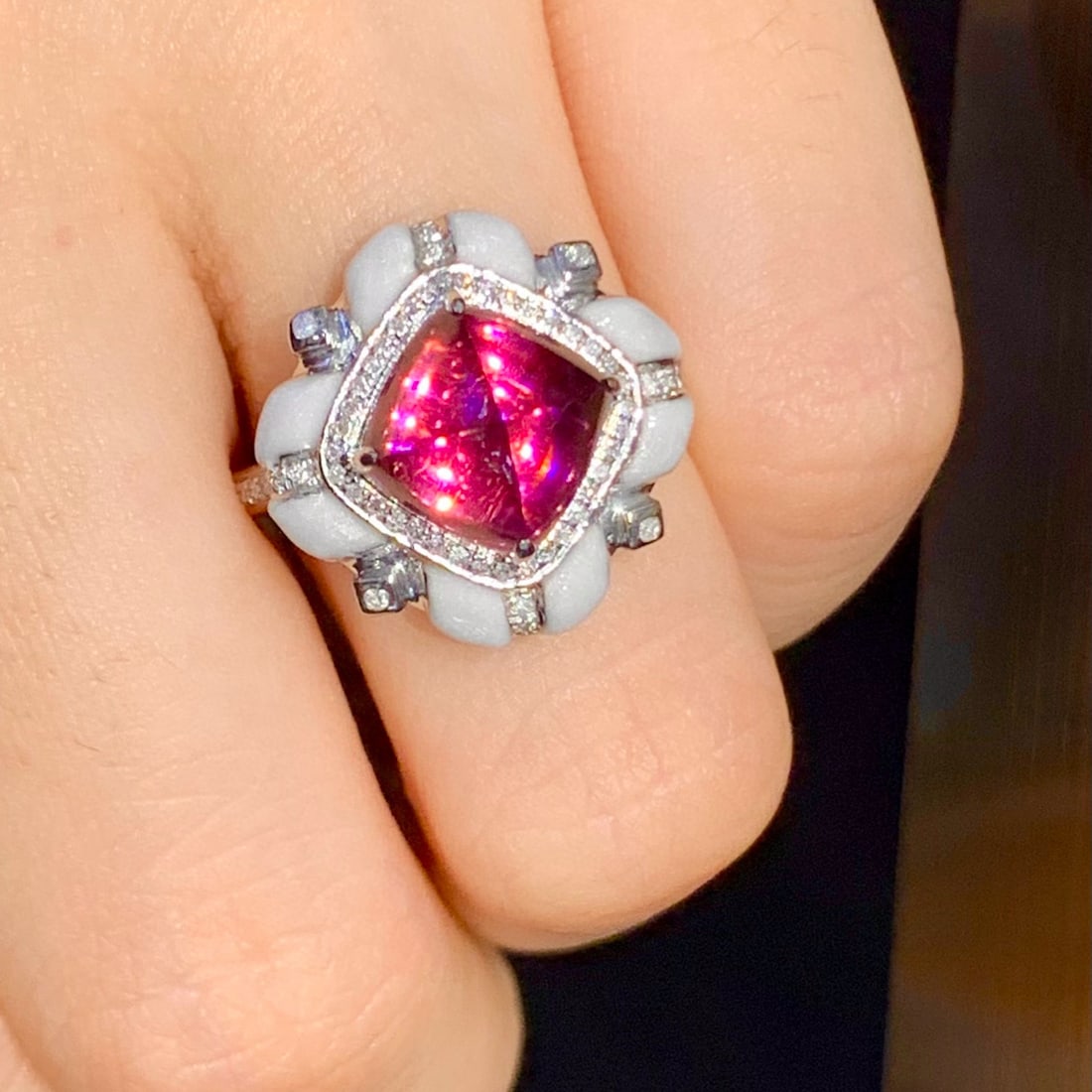 14k Gold 3.5 Ct Natural Tourmaline & Diamond Ring - 6