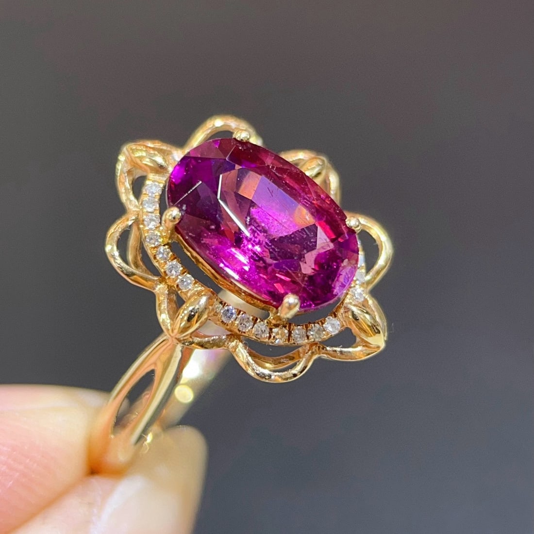 14k Gold 2.36 Ctw Natural Tourmaline & Diamond Ring - 2