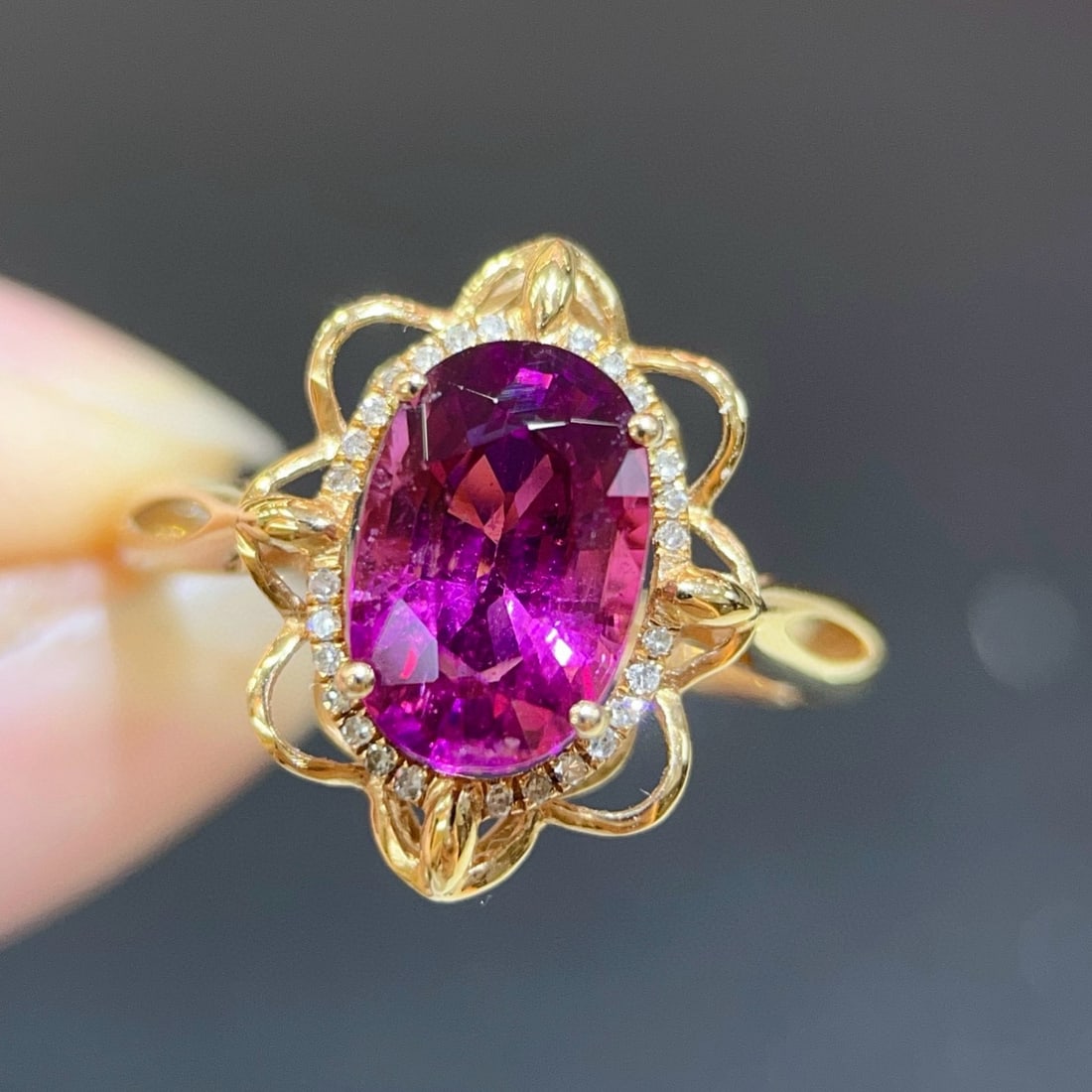 14k Gold 2.36 Ctw Natural Tourmaline & Diamond Ring - 3