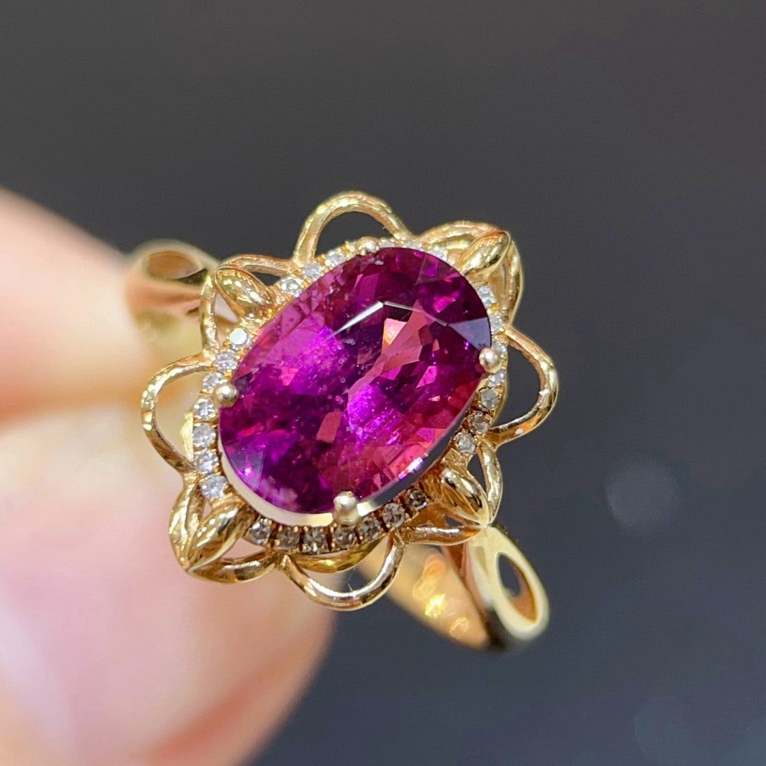 14k Gold 2.36 Ctw Natural Tourmaline & Diamond Ring - 4