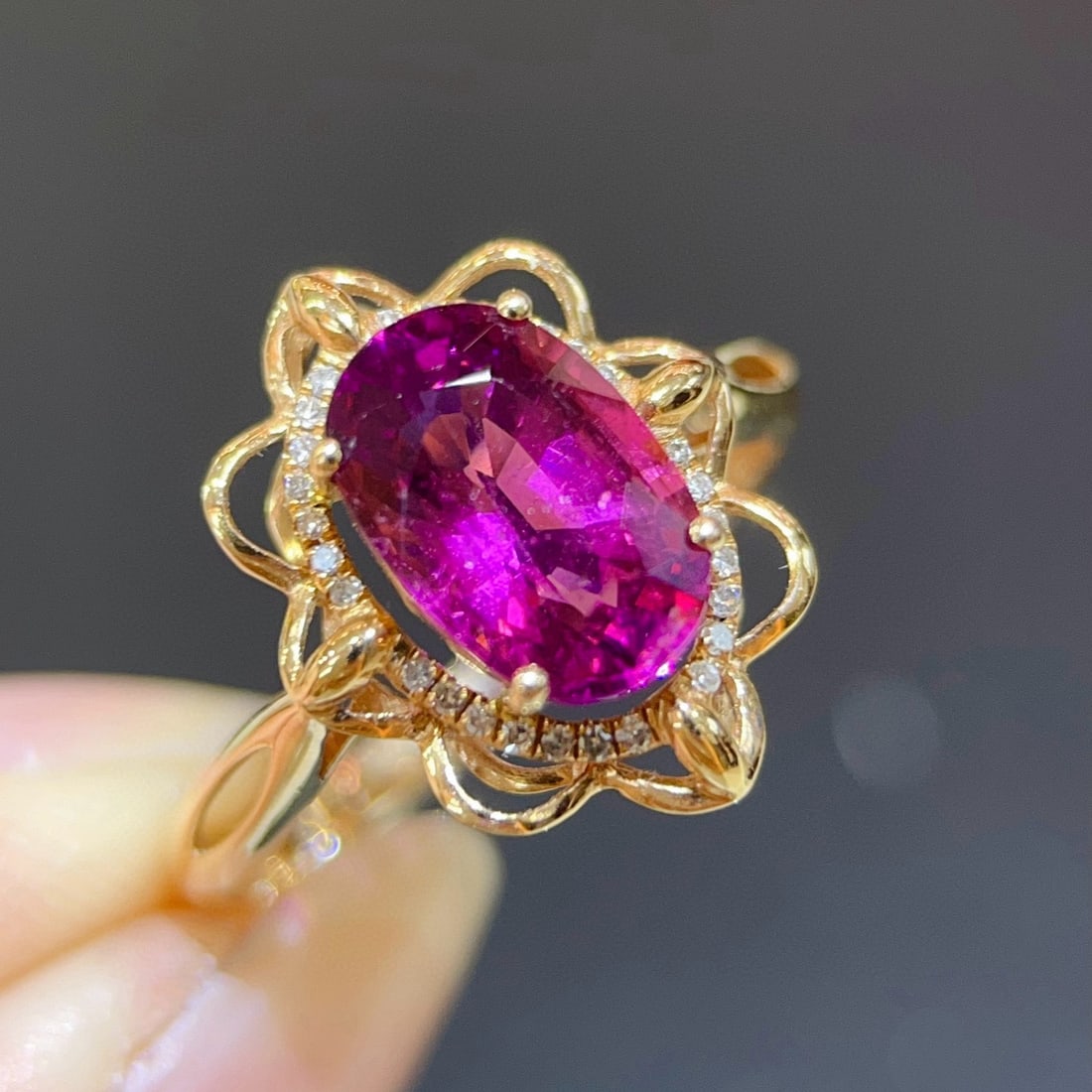 14k Gold 2.36 Ctw Natural Tourmaline & Diamond Ring - 5