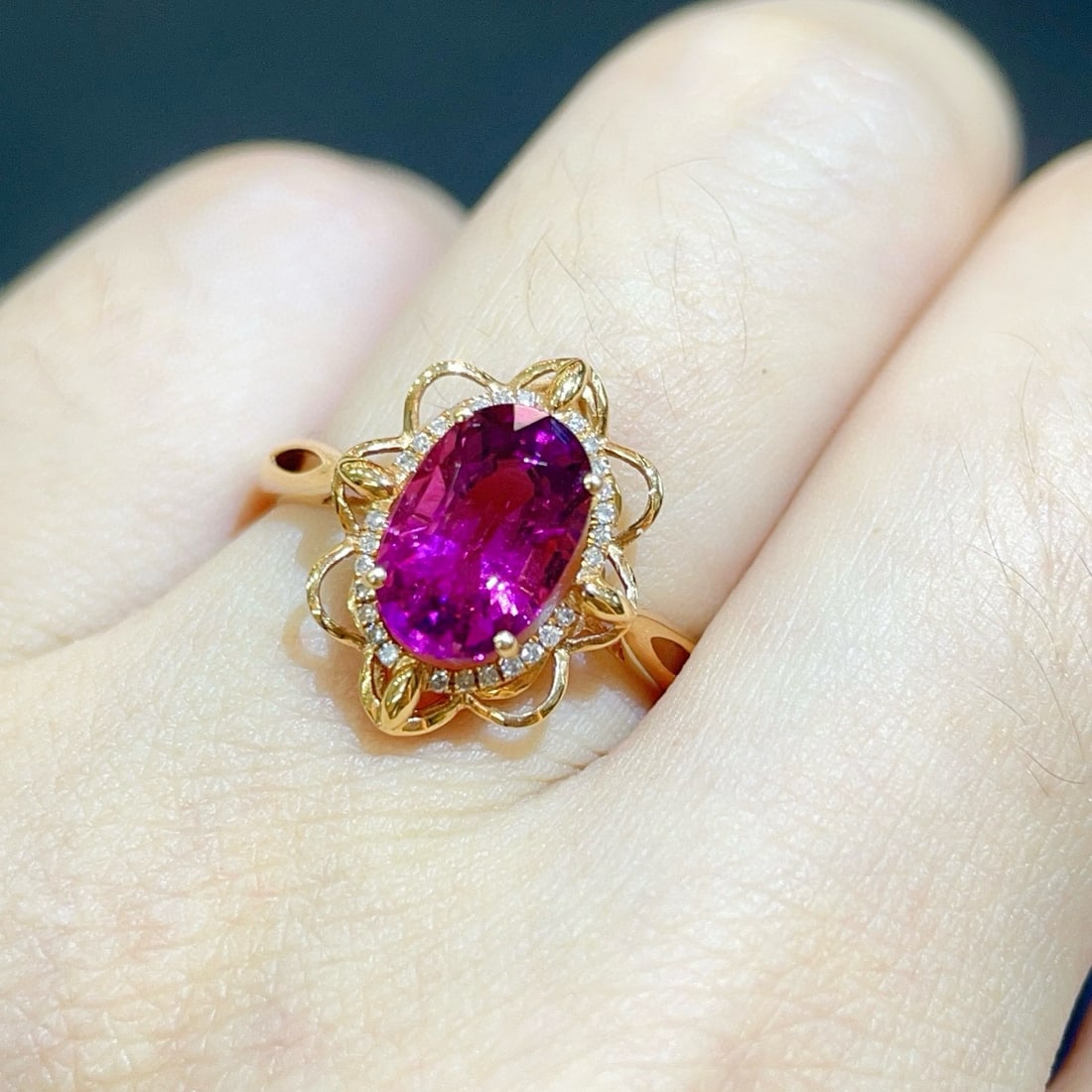 14k Gold 2.36 Ctw Natural Tourmaline & Diamond Ring - 6