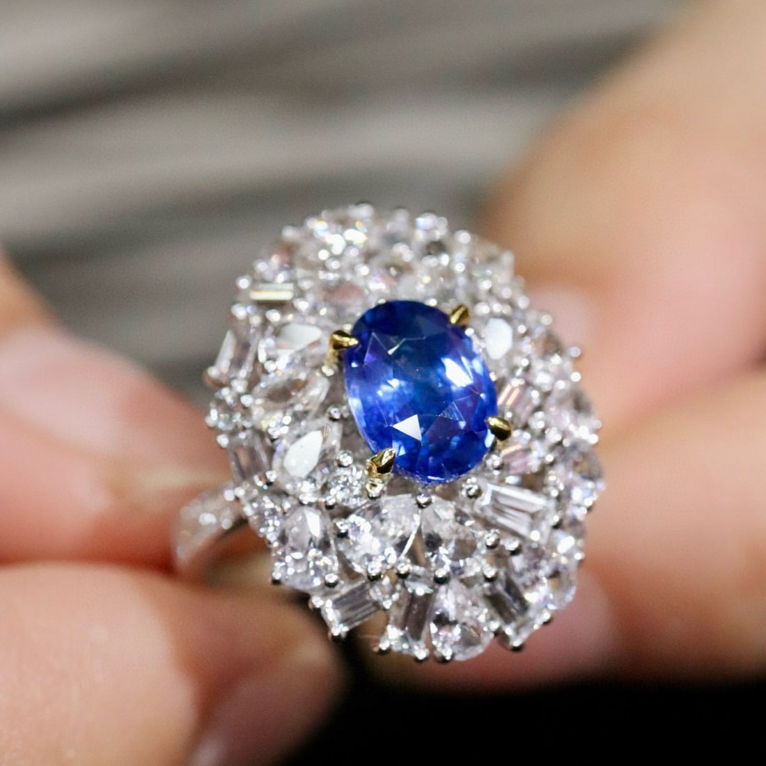 14k Gold 1.80 Ctw Natural Sapphire & Diamond Ring - 2