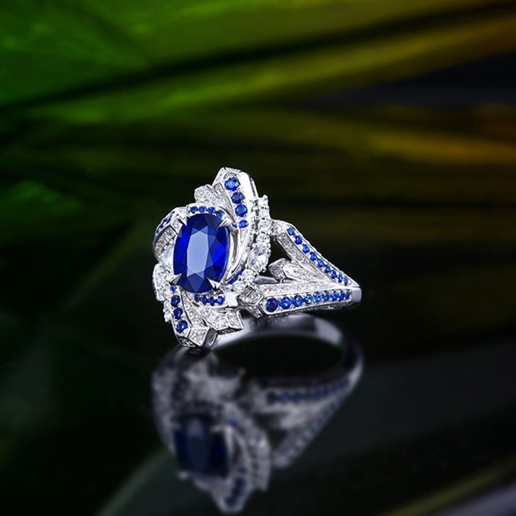 14k Gold 1.92 Ctw Natural Sapphire & Diamond Ring/pendant( Without Chain ) - 3