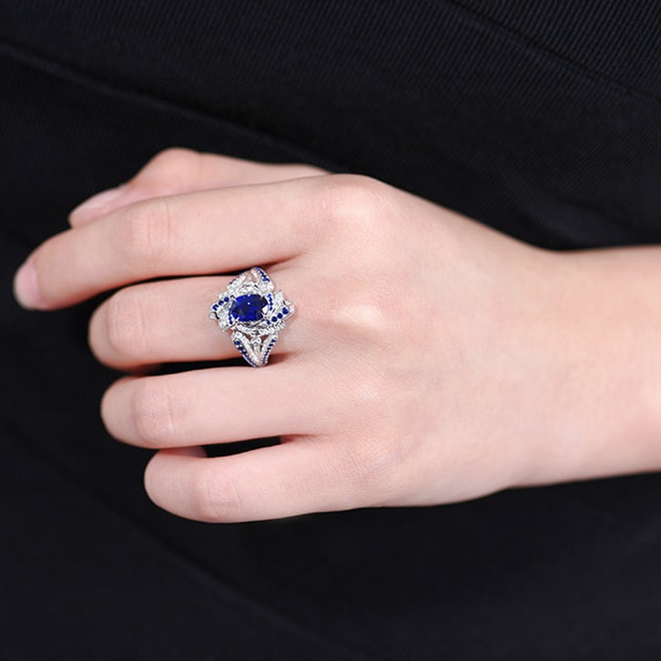 14k Gold 1.92 Ctw Natural Sapphire & Diamond Ring/pendant( Without Chain ) - 6