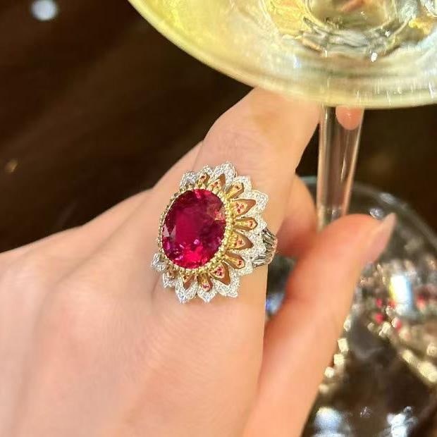14k Gold 10.01 Ctw Natural Tourmaline & Diamond Ring - 3