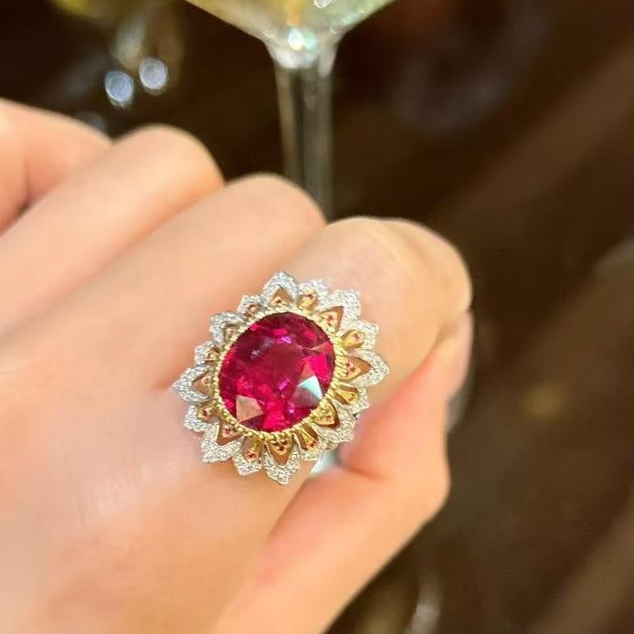 14k Gold 10.01 Ctw Natural Tourmaline & Diamond Ring - 4