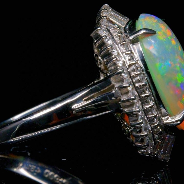 14k Gold 5.44 Ctw Natural Opal & Diamond Ring - 3