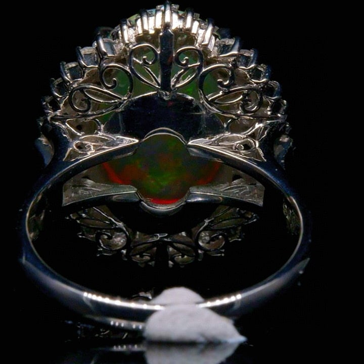 14k Gold 5.44 Ctw Natural Opal & Diamond Ring - 4