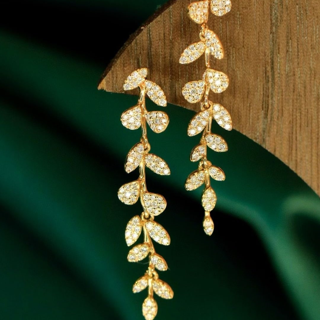 14k Gold 0.6 Ct Natural H Diamond Earrings - 4
