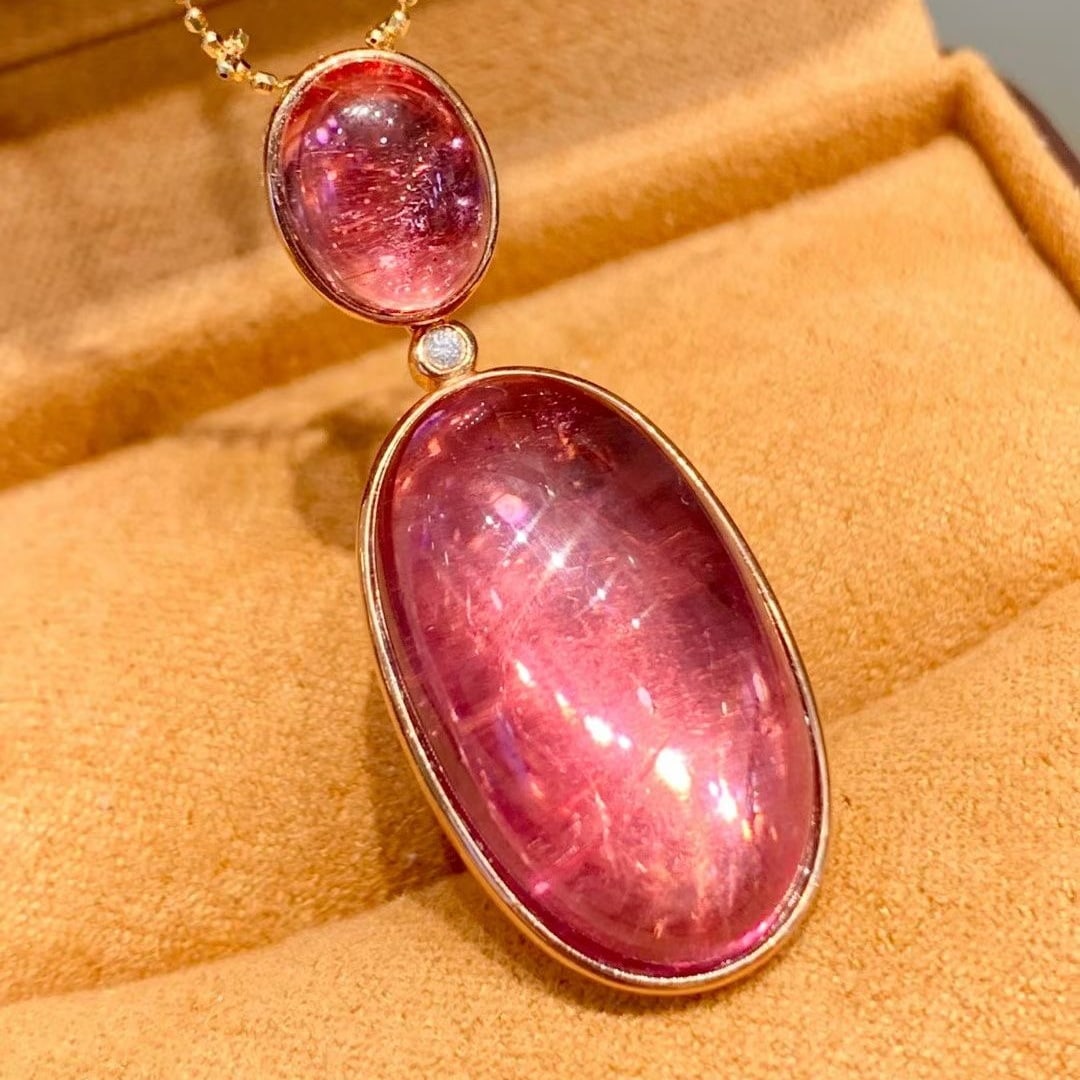 14k Gold 17.6 Ct Natural Tourmaline & Diamond Pendant( Without Chain ) - 5