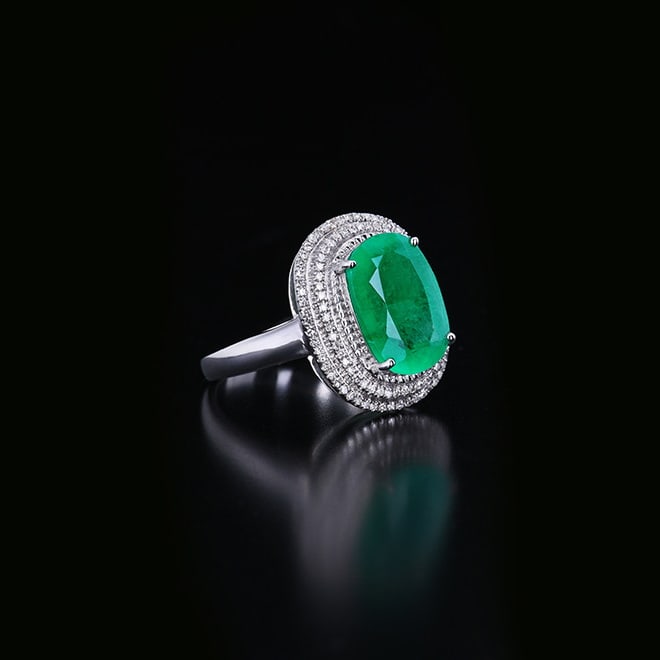14k Gold 3.22 Ctw Natural Emerald & Diamond Ring - 4