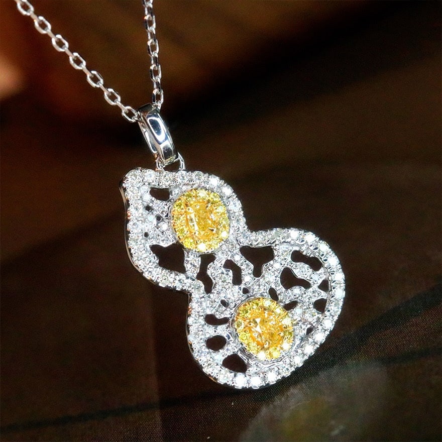 14k Gold 0.50 Ct Natural Yellow Diamond & Diamond Necklace: Ref:231039083 // gold content:14k gold // main gemstone:yellow diamond & diamond // shape:multiply // carat weight:0. 50ct // clarity grade:vs-si // color:yellow & h // treatment:natural //