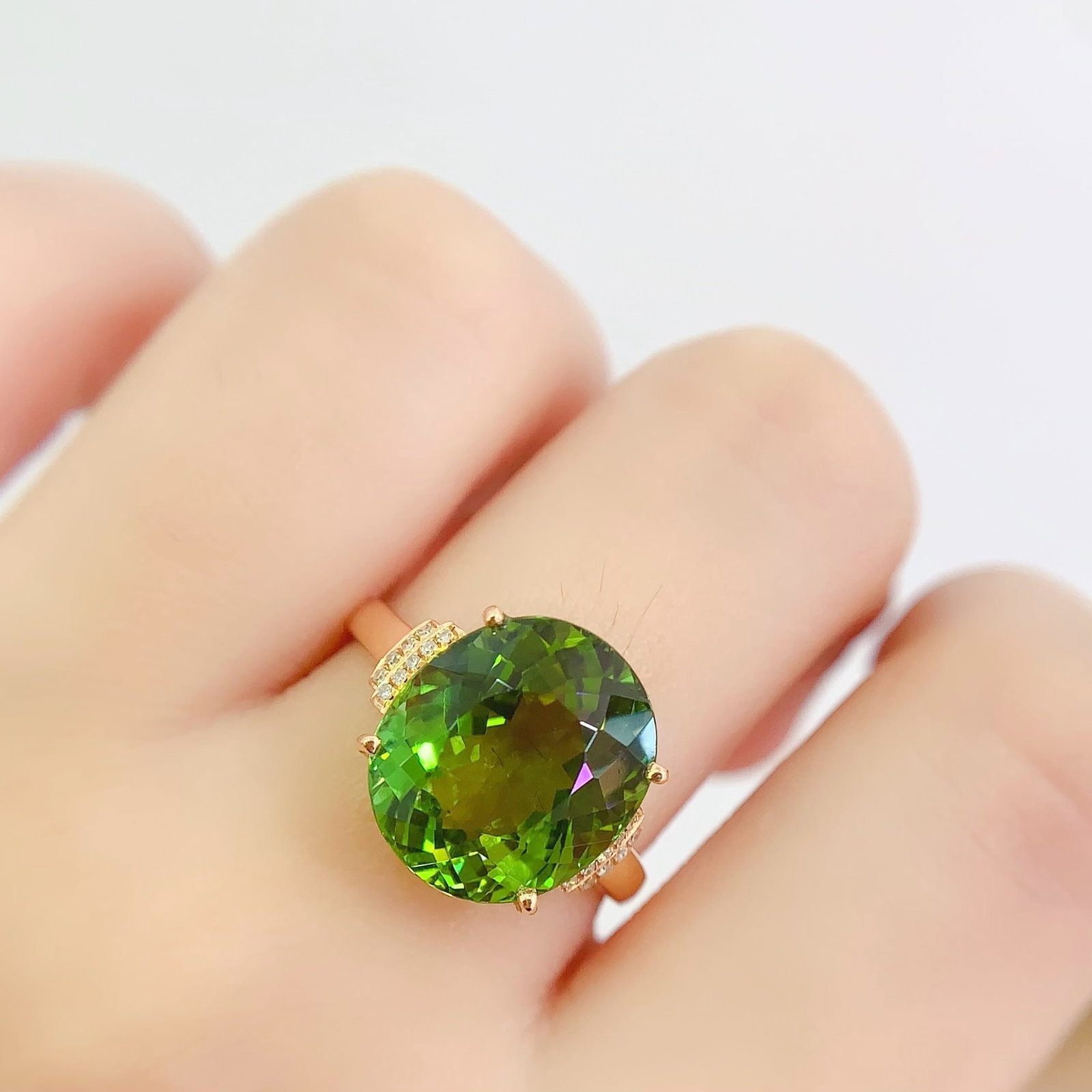 14k Gold 7.2 Ct Natural Tourmaline & Diamond Ring - 6