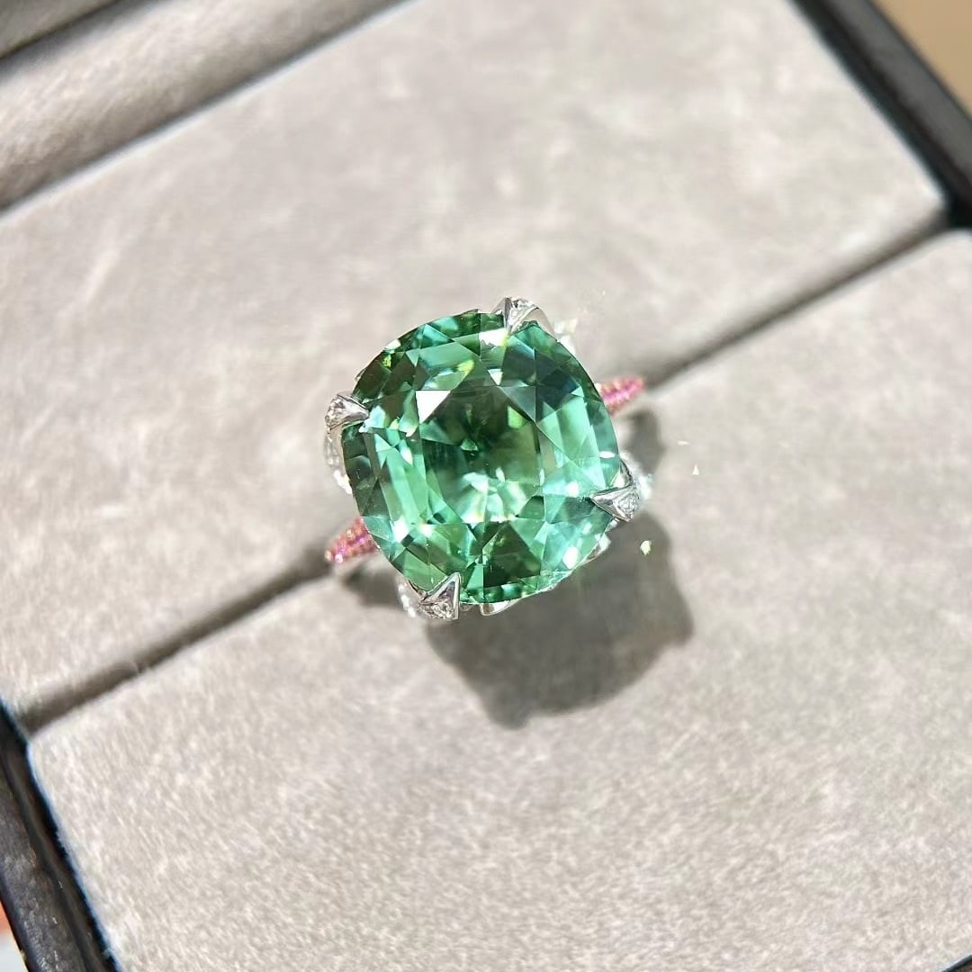 14k Gold 12.19 Ctw Natural Tourmaline & Diamond Ring - 4