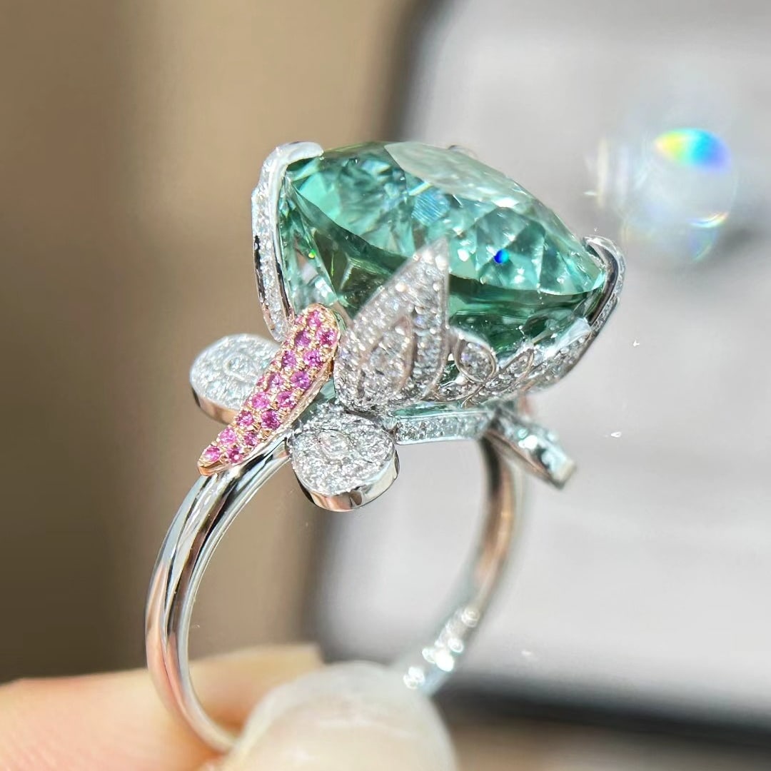 14k Gold 12.19 Ctw Natural Tourmaline & Diamond Ring - 7