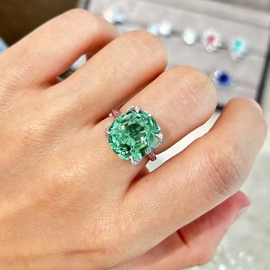 14k Gold 12.19 Ctw Natural Tourmaline & Diamond Ring - 8